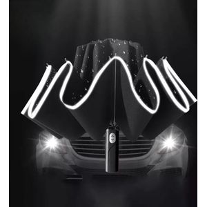 Luxe paraplu | Stormparaplu | Paraplu | Paraplu met 3M rand | Paraplu met reflecterende rand | Opvouwbaar | Automatisch in- en uitklapbaar | Stormbestendig tot 100 km/h | Inclusief beschermhoes