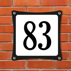 Namengigant Huisnummerbord Emaille-Look - Nummer 83 - Standaard - 10 x 10 cm | incl. schroeven