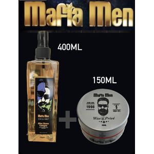 2 Pack - Mafia Men Aftershave Cologne Exclusief 400ml - Mafia Men Haarwax 6 Privé 150ML