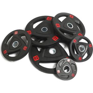 PH Fitness Premium Olympische Rubberen Halterschijven 35KG Voordeelset - Tri Grip Plates - 50 mm - Zwart