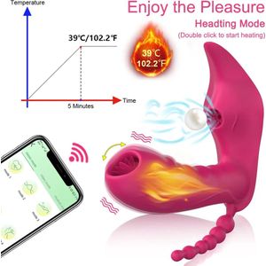 Krachtige Luchtdruk G-Spot Stimulator & Clitoris app controle 10 modes 3 IN 1 Wearable Zuigen Vagina Vibrator Clit Tong Likken Anale Plug Erotische Speeltjes voor Vrouwen Erotiek Seksspeeltjes - Kerstcadeau - Cadeau voor Vrouw en man