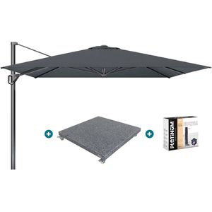 Platinum Challenger Telescope Zweefparasol premium - 3,5x3,5 - Faded Black met voet en hoes