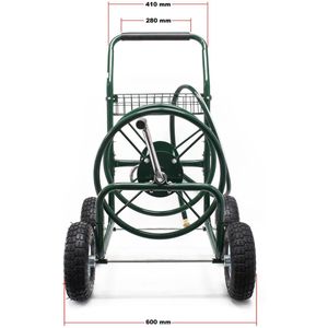 Professionele waterslanghaspel met luchtbanden en opbergmand tot 76 meter (5/8 inch - 16 mm)