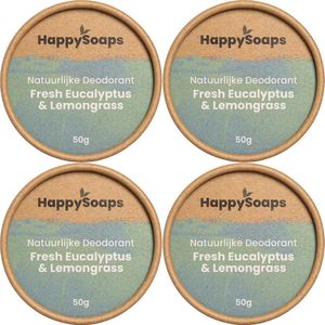 4x HappySoaps Natuurlijke Deodorant Fresh Eucalyptus (1 jaar voorraad)