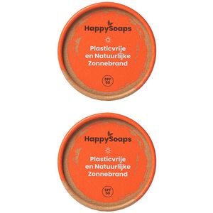 2x HappySoaps Natuurlijke Zonnebrand Minerale SPF 50 Soothing Citrus - Zeer Hoge UVA en UVB Bescherming - Geschikt Voor Kinderen - 100% Plasticvrij, Vegan & Natuurlijk - 50gr