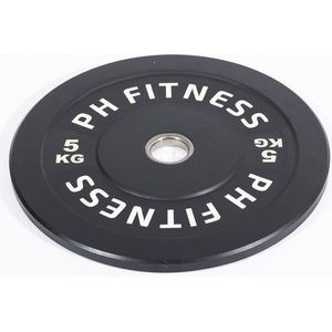 PH Fitness Bumper Plates 5KG Set - Olympische Halterschijven van Rubber - 50 mm - 2 STUKS