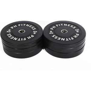 PH Fitness Bumper Plates 75KG Voordeelset - Olympische Halterschijven van Rubber - 50 mm - Zwart