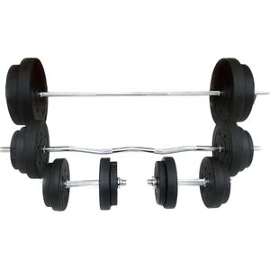 PH Fitness Halterset 100KG - Multi Barbbell Set met Gewichten - 30 mm - Kunststof - Schroefsluiting - Homegym - Verstelbare Gewichtenset