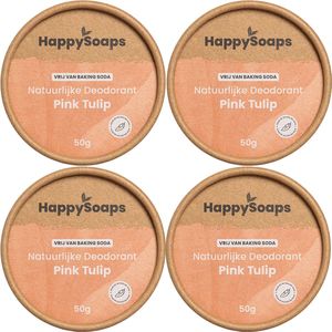 4x HappySoaps Natuurlijke Deodorant Pink Tulip (1 jaar voorraad)