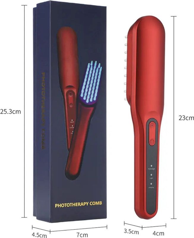 3-in-1 Fototherapie Hoofdhuid Massage - Kam voor Haargroei - Anti Haaruitval - Hoofdverzorging Elektrische Massage - Kam Borstel - USB Oplaadbaar