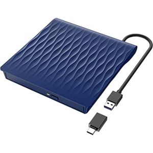 Externe DVD Speler - Externe DVD Speler voor Laptop - Externe DVD Speler en Brander - USB 3.0 en Type-C - Blauw