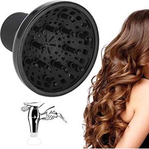Diffuser voor Haardroger - Universele Haardroger Accessoire voor Krullend of Golvend Haar - Salon Gereedschap Zwart - Aansluiting Binnen Diameter 6cm