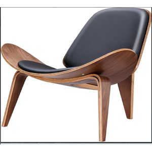 Velox Design Lounge Stoel Walnoot Hout Lederen Kussen – Loungestoelen – Loungestoel Binnen – Fauteuil ��– Kuipstoel – Stoel – Lounge Stoel – Design Fauteuil – Design Eetkamerstoel – Zwart