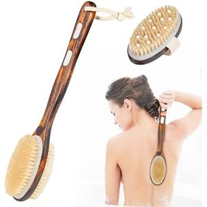 Rugborstel Douche met Steel - Droogborstel - Bamboe - Bruin