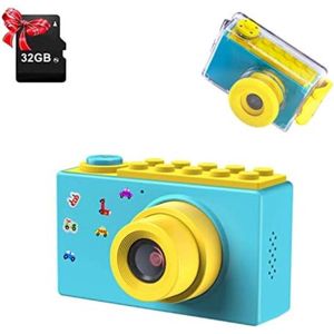 Digitale Kindercamera - Kinderfototoestel - Kindercamera Digitaal - met 32GB micro SD kaart - Blauw