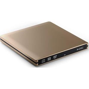 Externe DVD Speler - Externe DVD Speler voor Laptop - Externe DVD Speler en Brander - USB 3.0 Type C - Aluminium Champagne Goud