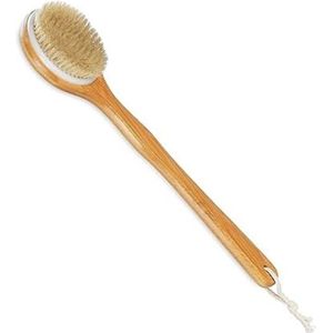Rugborstel Douche met Steel - Droogborstel - 40 cm, met Natuurlijke Borstelharen, Wassen en Masseren - Natuur/crème