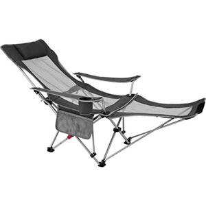 Strandstoel Inklapbaar - Strandstoel Opvouwbaar - Strandstoel Volwassenen - Strandstoel Verstelbaar - 165 x 58 x 73 CM - Zwart/Grijs