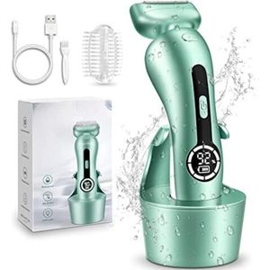 Lichaam Groomer voor Benen Bikinitrimmer Elektrisch Scheerapparaat voor Dames oksels Scheerapparaat voor Openbaar haar met Afneembare kop oplaadbaar - groen