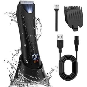 Bodygroomer Mannen - Body trimmer Heren - Body Shaver Mannen - Lichaam Groomer met staand oplaadstation USB oplaadbaar en met LED-licht (zwart)
