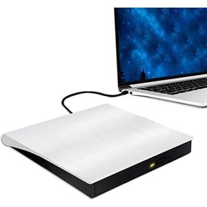 Externe DVD Speler - Externe DVD Speler voor Laptop - Externe DVD Speler en Brander - USB 3.0 Type-C, slanke CD DVD +/-RW optisch station USB C-brander voor Rewriter Writer Reader Portable - Wit