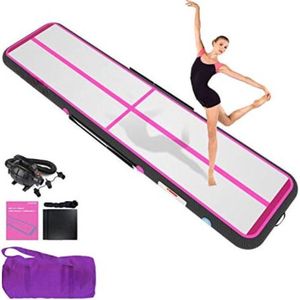 Airtrack 3 meter - Airtrack gymnastiek - Airtrack turnmat - 300x100x15cm - Zwart|Roze