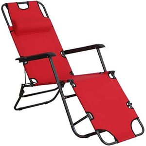 Strandstoel Inklapbaar - Strandstoel Opvouwbaar - Strandstoel Volwassenen - Strandstoel Verstelbaar - Rood