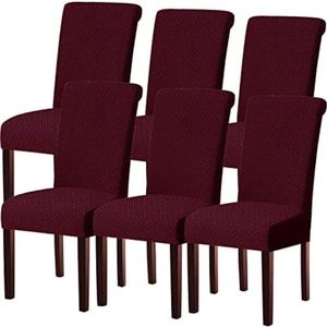 Stoelhoezen 6 stuks - Stoelhoezen eetkamerstoelen - stoelhoezen stretch - Wine rood