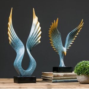 2 Stuks Blauwe Adelaar Set Beeldjes Woonkamer Eagle Huis Decoratie Accessoire Familie Ornamenten Moderne Woonkamer Kast Kantoor Creatieve Vogel Ambachten