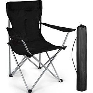 Strandstoel Inklapbaar - Strandstoel Opvouwbaar - Strandstoel Volwassenen - Strandstoel Verstelbaar - Zwart