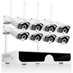 CCTV - Beveiligingscamera set met 8 Cameras Outdoor Buiten - Home Security Camera Systeem - Wifi Camera Set - Video + Audio-opname - Beveiligingscamera - Nachtzicht - Motion Detector