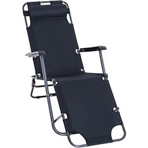 Strandstoel Inklapbaar - Strandstoel Opvouwbaar - Strandstoel Volwassenen - Strandstoel Verstelbaar - Zwart