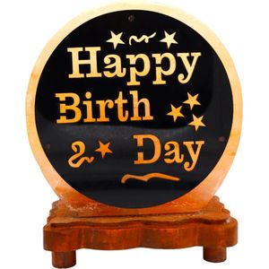 Zoutlamp - Tafellamp (Happy BirthDay) - Gefeliciteerd - 22 x 20 x 12 cm , 4kg