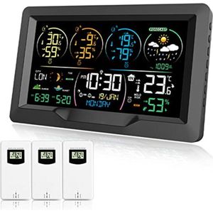 Weerstation draadloze buitensensor - Weerstation met buitensensor - Werkt op batterijen - Zwart