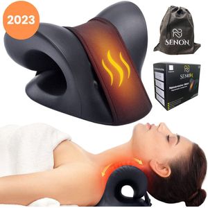 Senon Nekstretcher met Warmte - Professionele Neck Releaser - Warmte Element - Massagekussen - Nekmassage Apparaat - Nekmassage - Postuur Correctie - Nekpijn - Nekkussen - Zwart