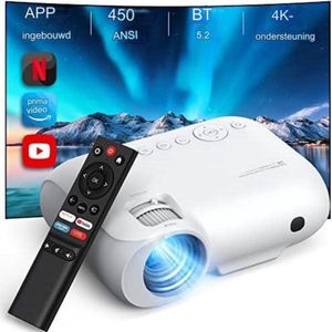 Mini beamer - Mini projector - Wit - Met Wifi en Bluetooth