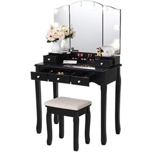 Toilettafel - Kaptafel Met Spiegel - Make Up Tafel - Zwart