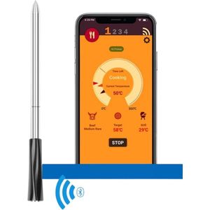 Velox Vleesthermometer - BBQ Thermometer - Oventhermometer - Bluetooth - Kernthermometer - Oplaadbaar - Suikerthermometer - RVS - Zwart