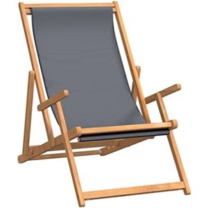 Strandstoel Inklapbaar - Strandstoel Opvouwbaar - Strandstoel Volwassenen - Strandstoel Verstelbaar - Grijs