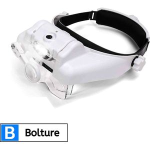 Loepbril met Led Verlichting - Vergrootglas Bril - Juweliersloep - Hoofdloep - Inclusief 5 Verschillende Lenzen