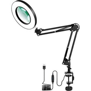 Loeplamp met led verlichting - Loeplamp met rolstatief - Staande loeplamp met verlichting - 17 inch - Zwart