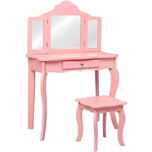 Kaptafel kind - Kaptafel kinderen - Make up tafel kind - Kaptafel voor meisjes - 70 x 34 x 104cm - Roze