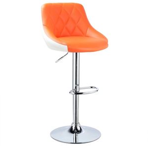 Industriële Lederen Barkruk - Barstoelen met Rugleuning - Verstelbare Zithoogte 60 - 82 cm - Oranje / Wit 37.5 x 47.5 cm