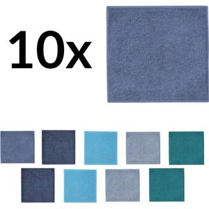 Funnies Spuugdoekjes 10-Pack Blauwe Tinten - Set van 10 Zachte Spuugdoeken, Monddoekjes, Kwijldoekjes - 30x30 cm - 100% Katoenen Badstof - Absorberend, Sneldrogend en Zacht - Wasmachinebestendig - Perfect voor Gevoelige Babyhuid bij Voeden en Kwijlen