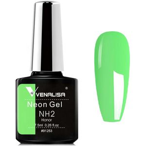 Venalisa UV Gellak Groen - Neon - 7.5 ml - Gellak Neon - Gellac Neon - Gellak Neon Groen - Groene Neon Gellak - Gellak Fluo - Gellak Fluoriserend - Gellak Felle Kleuren - Gellak Kleuren - Venalisa Gellak - Gellak Nagellak