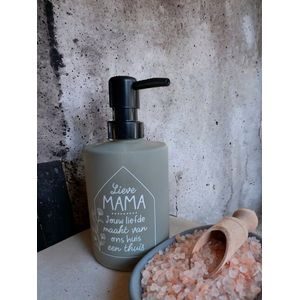 Zeeppompje-Mama-Bonus Mama-Moeder-Moederdag-Handzeep-Hervulbaar-Saliegroen-Kerstcadeau-Kerst-Sinterklaas-Verjaardag-Glazen Zeeppompje-Duurzaam-ABS-Pomp