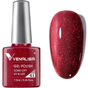 Venalisa Gellak Pearly Red - Glitter - 7.5 ml - Rode Gellak - Gellak Rood - Gellac Rood - Gellak Rood Glitter - Gellak Red - Gellak Kleuren - Venalisa Gellak - Gellak Nagellak