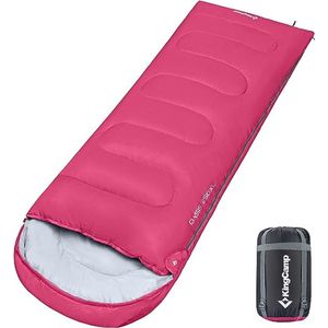 KingCamp Slaapzak Eenpersoons (220/165 x 75cm) 3-4 Seizoenen Volwassen Kind Envelopstijl Gemakkelijk te dragen Lichtgewicht & Waterdicht & Warm voor Kamperen & Buitenshuis