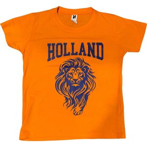 T-shirt Oranje Holland Leeuw Kinderen - Maat 128 - Koningsdag Shirt - Shirt WK/EK - Voetbal Shirt Oranje