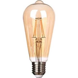 Kooldraadlamp E27 3-staps-dimbaar (20/50/100%) | ST64 LED 6W=60W halogeen verlichting | amber glas - warmwit filament 2700K - dimmen zonder dimmer